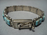 Exquisite Vintage Native American Jewelry Laguna Inlay Turquoise Sterling Silver Bracelet Old-Nativo Arts