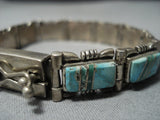 Exquisite Vintage Native American Jewelry Laguna Inlay Turquoise Sterling Silver Bracelet Old-Nativo Arts