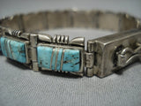 Exquisite Vintage Native American Jewelry Laguna Inlay Turquoise Sterling Silver Bracelet Old-Nativo Arts