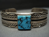 Exquisite Vintage Native American Jewelry Navajo 7 Sterling Silver Emil Benally Turquoise Bracelet Old-Nativo Arts