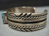 Exquisite Vintage Native American Jewelry Navajo 7 Sterling Silver Emil Benally Turquoise Bracelet Old-Nativo Arts