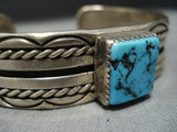 Exquisite Vintage Native American Jewelry Navajo 7 Sterling Silver Emil Benally Turquoise Bracelet Old-Nativo Arts