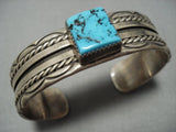 Exquisite Vintage Native American Jewelry Navajo 7 Sterling Silver Emil Benally Turquoise Bracelet Old-Nativo Arts