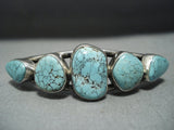 Exquisite Vintage Native American Jewelry Navajo Green Turquoise Sterling Silver Spiderweb Bracelet Old-Nativo Arts