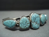 Exquisite Vintage Native American Jewelry Navajo Green Turquoise Sterling Silver Spiderweb Bracelet Old-Nativo Arts
