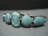 Exquisite Vintage Native American Jewelry Navajo Green Turquoise Sterling Silver Spiderweb Bracelet Old-Nativo Arts