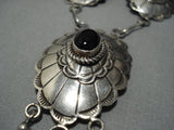 Exquisite Vintage Native American Jewelry Navajo Onyx Sterling Silver Necklace Old-Nativo Arts