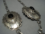 Exquisite Vintage Native American Jewelry Navajo Onyx Sterling Silver Necklace Old-Nativo Arts