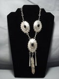 Exquisite Vintage Native American Jewelry Navajo Onyx Sterling Silver Necklace Old-Nativo Arts