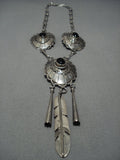 Exquisite Vintage Native American Jewelry Navajo Onyx Sterling Silver Necklace Old-Nativo Arts