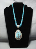 Exquisite Vintage Native American Jewelry Navajo Sterling Silver Turquoise Pendant Old-Nativo Arts