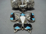 Exquisite Vintage Native American Jewelry Zuni Dishta Butterfly Sterling Silver Necklace Old-Nativo Arts