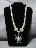 Exquisite Vintage Native American Jewelry Zuni Dishta Butterfly Sterling Silver Necklace Old-Nativo Arts