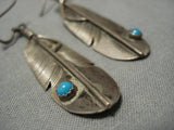 Exquisite Vintage Native American Navajo Feather Sterling Silver Earrings Old-Nativo Arts