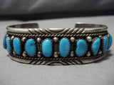 Exquisite Vintage Native American Navajo Irene Chiquito Sterling Silver Turquoise Bracelet Old-Nativo Arts