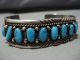 Exquisite Vintage Native American Navajo Irene Chiquito Sterling Silver Turquoise Bracelet Old-Nativo Arts