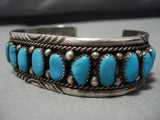 Exquisite Vintage Native American Navajo Irene Chiquito Sterling Silver Turquoise Bracelet Old-Nativo Arts