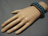Exquisite Vintage Native American Navajo Irene Chiquito Sterling Silver Turquoise Bracelet Old-Nativo Arts