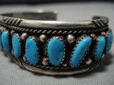 Exquisite Vintage Native American Navajo Irene Chiquito Sterling Silver Turquoise Bracelet Old-Nativo Arts