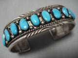Exquisite Vintage Native American Navajo Irene Chiquito Sterling Silver Turquoise Bracelet Old-Nativo Arts