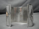 Exquisite Vintage Native American Navajo Leander Tahe Sterling Silver Geometric Bracelet Old-Nativo Arts