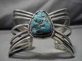 Exquisite Vintage Native American Navajo Seafoam Turquoise Sterling Silver Bracelet-Nativo Arts