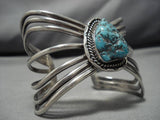 Exquisite Vintage Native American Navajo Seafoam Turquoise Sterling Silver Bracelet-Nativo Arts