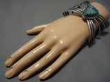 Exquisite Vintage Native American Navajo Seafoam Turquoise Sterling Silver Bracelet-Nativo Arts