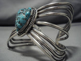 Exquisite Vintage Native American Navajo Seafoam Turquoise Sterling Silver Bracelet-Nativo Arts