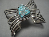Exquisite Vintage Native American Navajo Seafoam Turquoise Sterling Silver Bracelet-Nativo Arts