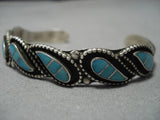 Exquisite Vintage Native American Navajo Teardrop Turquoise Sterling Silver Bracelet Old-Nativo Arts