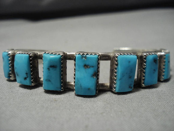 Exquisite Vintage Native American Navajo Turquoise Sterling Silver Bracelet Old Cuff-Nativo Arts