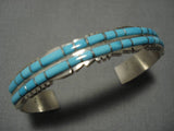Exquisite Vintage Native American Zuni Sheldon Lalio Turquoise Sterling Silver Bracelet Old-Nativo Arts