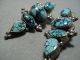 Exquisite Vintage Navajo Dramatic Spiderweb Turquoise Sterling Silver Earrings-Nativo Arts
