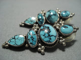 Exquisite Vintage Navajo Dramatic Spiderweb Turquoise Sterling Silver Earrings-Nativo Arts