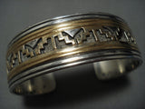 Exquisite Vintage Navajo Gold Sterling Silver Bracelet Native American Jewelry Cuff-Nativo Arts