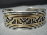 Exquisite Vintage Navajo Gold Sterling Silver Bracelet Native American Jewelry Cuff-Nativo Arts