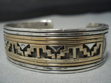 Exquisite Vintage Navajo Gold Sterling Silver Bracelet Native American Jewelry Cuff-Nativo Arts