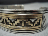 Exquisite Vintage Navajo Gold Sterling Silver Bracelet Native American Jewelry Cuff-Nativo Arts