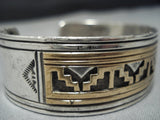 Exquisite Vintage Navajo Gold Sterling Silver Bracelet Native American Jewelry Cuff-Nativo Arts