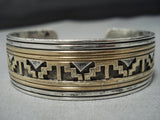 Exquisite Vintage Navajo Gold Sterling Silver Bracelet Native American Jewelry Cuff-Nativo Arts