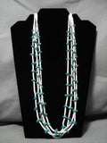 Exquisite Vintage Navajo Longer Turquoise Native American Necklace Old-Nativo Arts