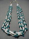 Exquisite Vintage Navajo Longer Turquoise Native American Necklace Old-Nativo Arts