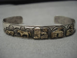 Exquisite Vintage Navajo Native American Gold Sterling Silver Bracelet Old-Nativo Arts