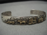 Exquisite Vintage Navajo Native American Gold Sterling Silver Bracelet Old-Nativo Arts