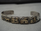 Exquisite Vintage Navajo Native American Gold Sterling Silver Bracelet Old-Nativo Arts