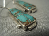 Exquisite Vintage Navajo Royston Turquoise Sterling Native American Jewelry Silver Earrings-Nativo Arts