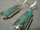 Exquisite Vintage Navajo Royston Turquoise Sterling Native American Jewelry Silver Earrings-Nativo Arts
