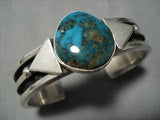 Exquisite Vintage Navajo Sterling Silver Native American Turquoise Bracelet Old-Nativo Arts