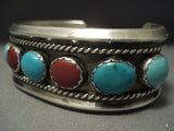 Exquisite Vintage Navajo Turquoise Sterling Native American Jewelry Silver Bracelet Old Pawn-Nativo Arts